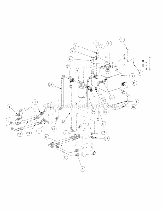 Hydro Pump Assembly Diagram and Parts List for M48-HN 53BB5E6V750 Cub Cadet Sprayer